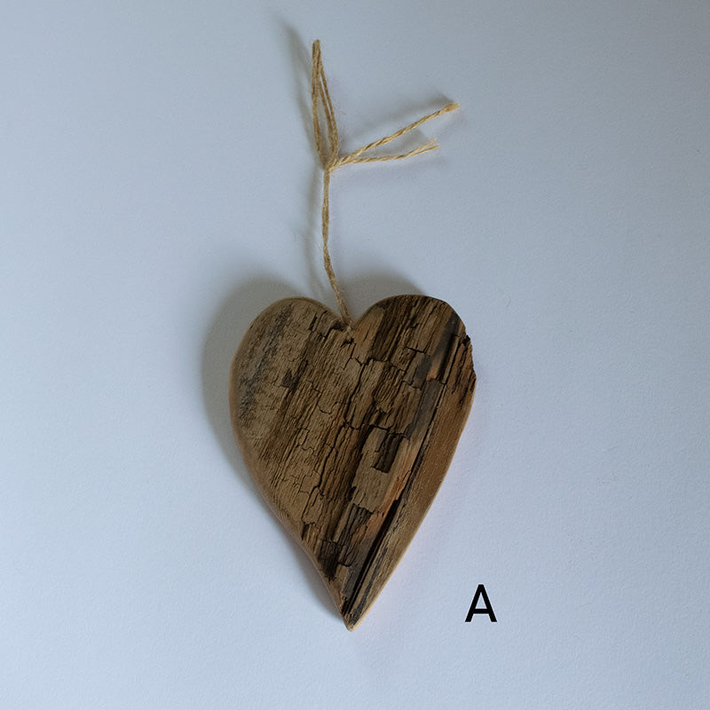 Cuori in legno rustico - da appendere