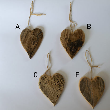 Cuori in legno rustico - da appendere